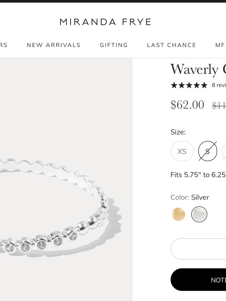 Miranda Frye Waverly Silver Crystal Bezel Bracelet -Small — image 7 of 7